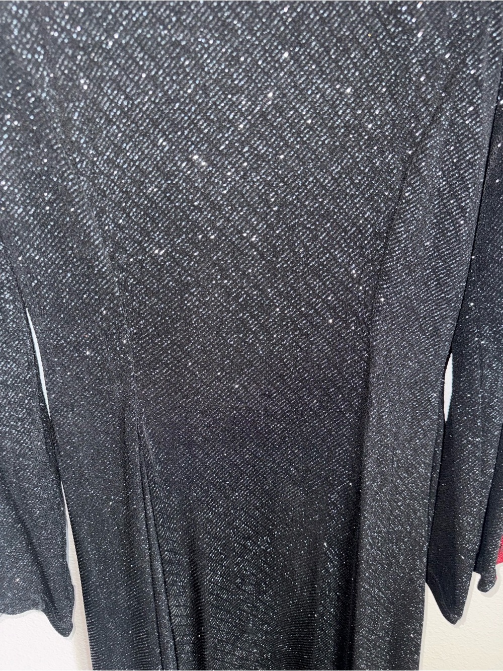Vintage 1970s Black & Red Metallic Knit Maxi Dress - Picture 8 of 8